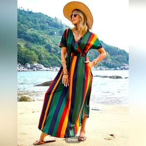 COPY - NWOT Boho maxi dress with rasta colors